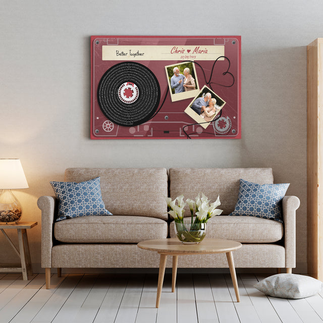 Personalized Song Lyrics and Photo Cassette Tape Canvas