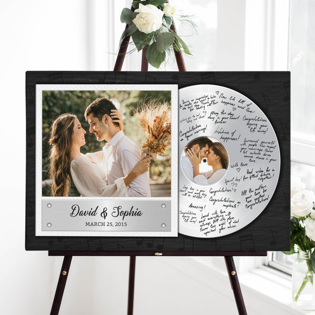 Personalized Vinyl Record Canvas, Wedding Guest Book Alternative