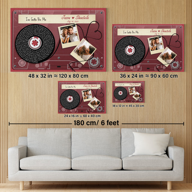 Personalized Song Lyrics and Photo Cassette Tape Canvas
