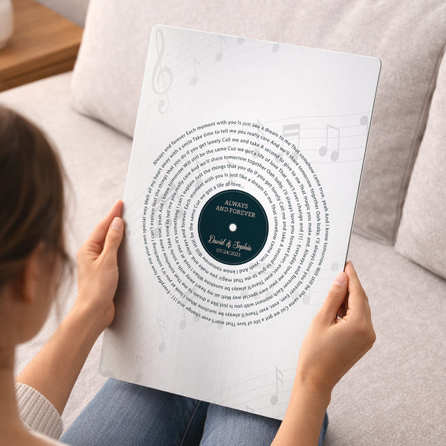 Personalized Song Lyrics - Vinyl Record Metal Print