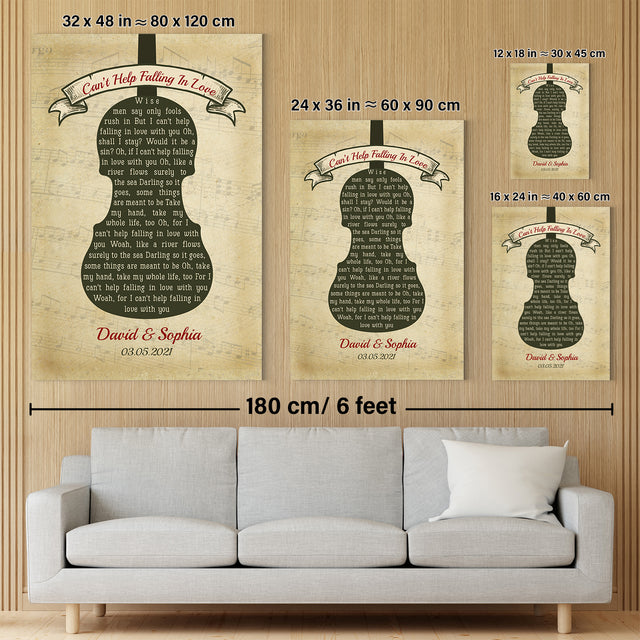 Custom Song Lyrics And Text, Violin Art, Canvas Wall Art