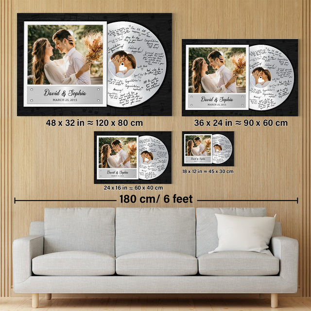 Personalized Vinyl Record Canvas, Wedding Guest Book Alternative