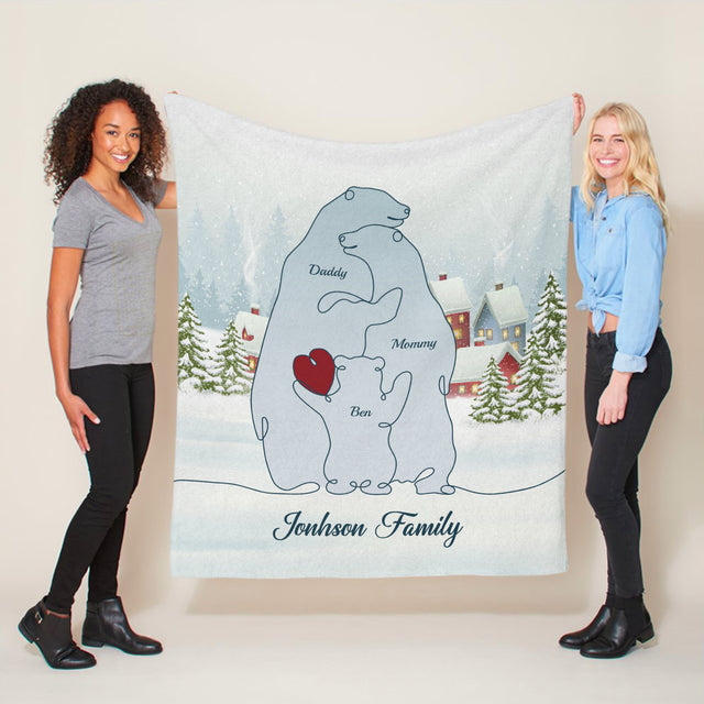Personalized Polar One Line Art Christmas Comfort Blanket