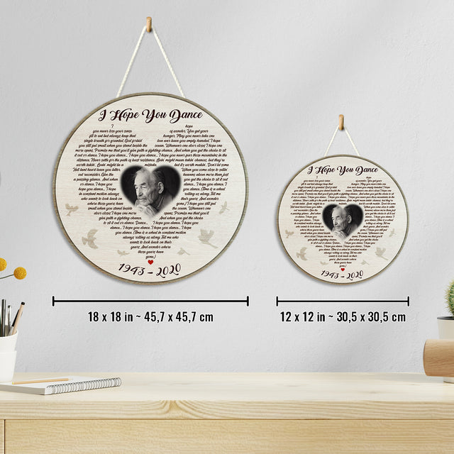 Personalized Round Wood Sign with Custom Photo and Lyrics, Memorial Gifts