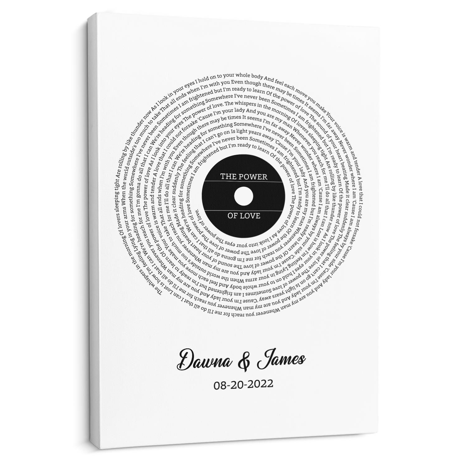 Custom Song Lyrics Canvas - White Background, Personalized Name & Date