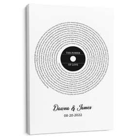 Custom Song Lyrics Canvas - White Background, Personalized Name & Date