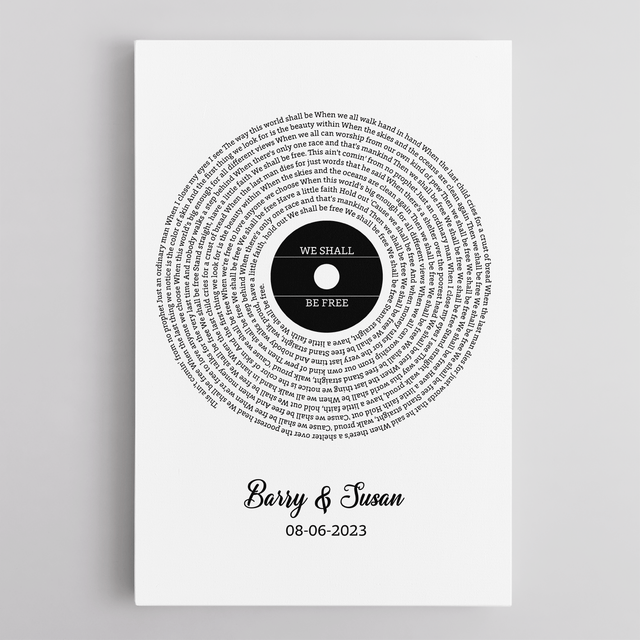 Custom Song Lyrics Canvas - White Background, Personalized Name & Date