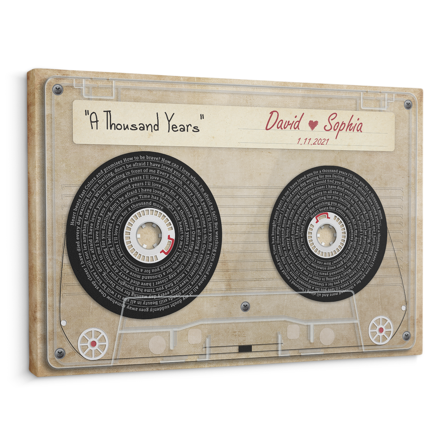 Customizable Music Song Lyrics Cassette Tape Canvas Wall Art