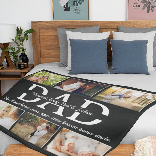 Dad Custom Text and Photo - Customizable Name And Text Blanket