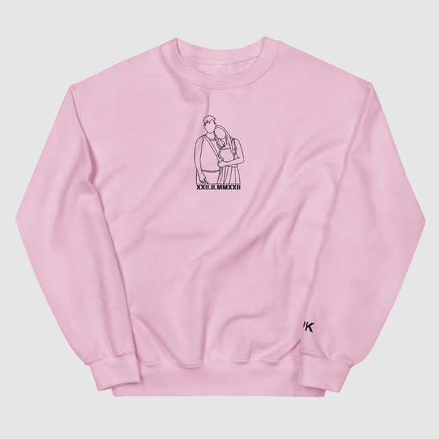 Personalized Embroidered Sweatshirt for Couples, Custom Couple Portrait Line Art