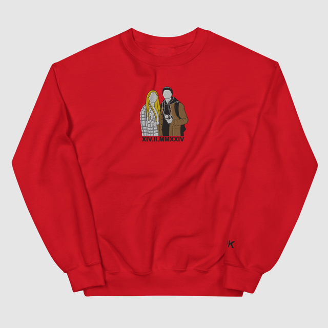 Custom Embroidered Portrait From Photo Sweatshirt, Line Art Sweatshirt