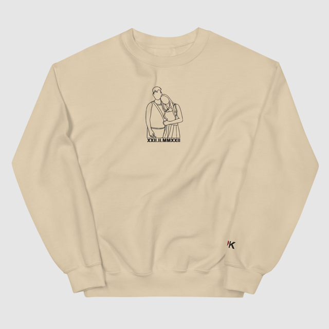 Personalized Embroidered Sweatshirt for Couples, Custom Couple Portrait Line Art