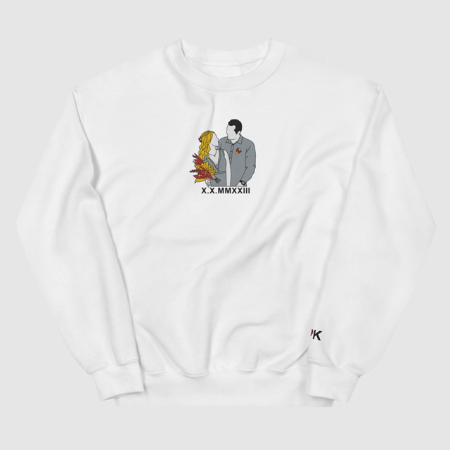 Custom Embroidered Portrait From Photo Sweatshirt, Line Art Sweatshirt