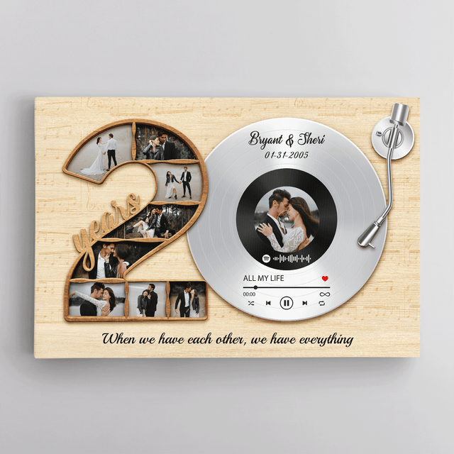 Custom 20th Anniversary Photo & Song Vinyl Record Canvas