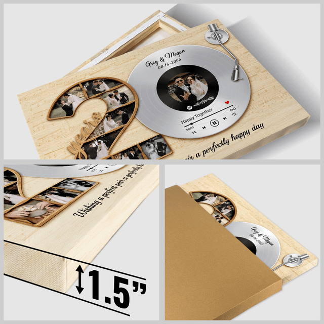 Custom 20th Anniversary Photo & Song Vinyl Record Canvas 5
