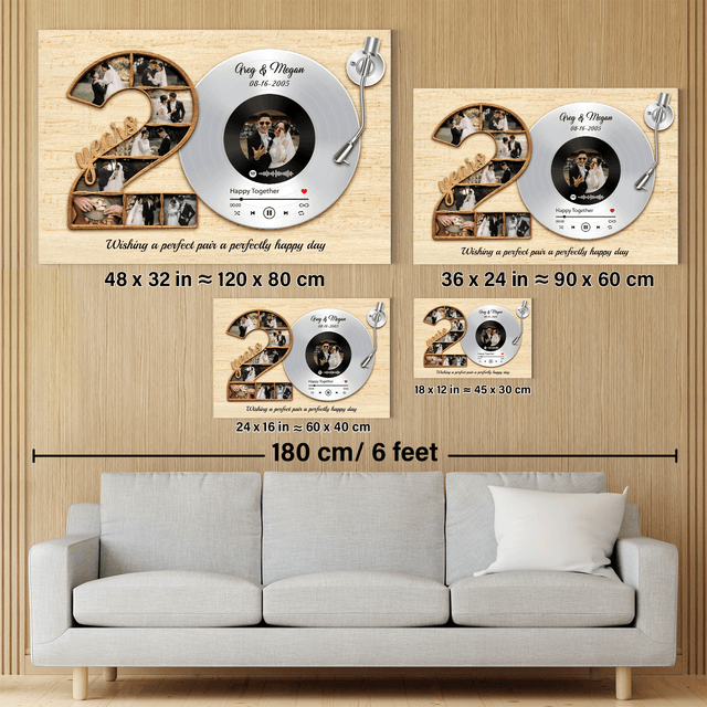 Custom 20th Anniversary Photo & Song Vinyl Record Canvas 8