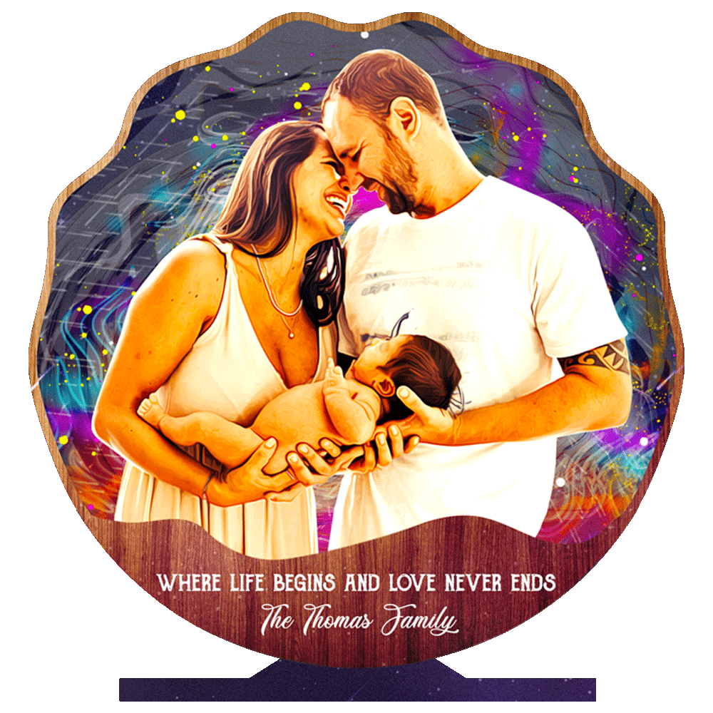 Custom Portrait From Photo, Star Wave Style, Wooden Plaque 3 Layers