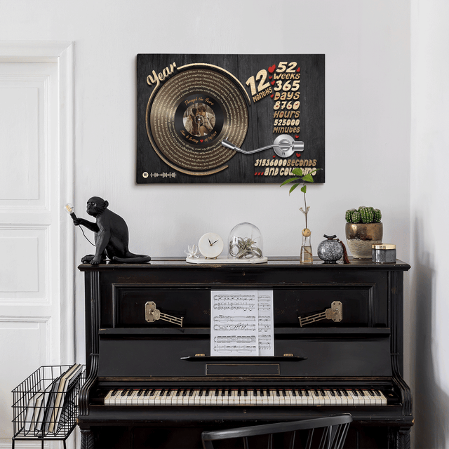 Custom record canvas with time milestone for 1st year couple