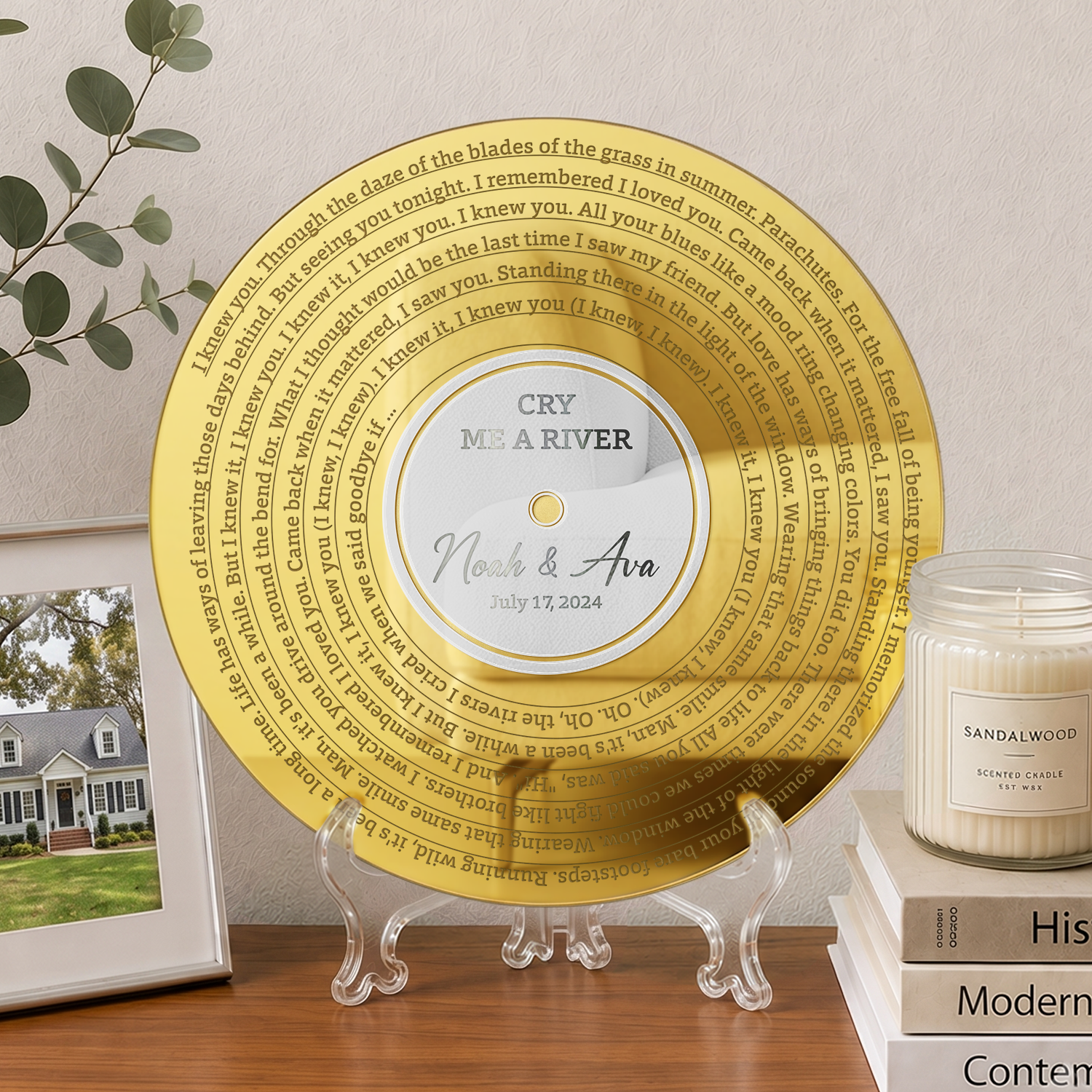 Custom Song Lyrics Mirror Acrylic Sign, Romantic Anniversary Gift