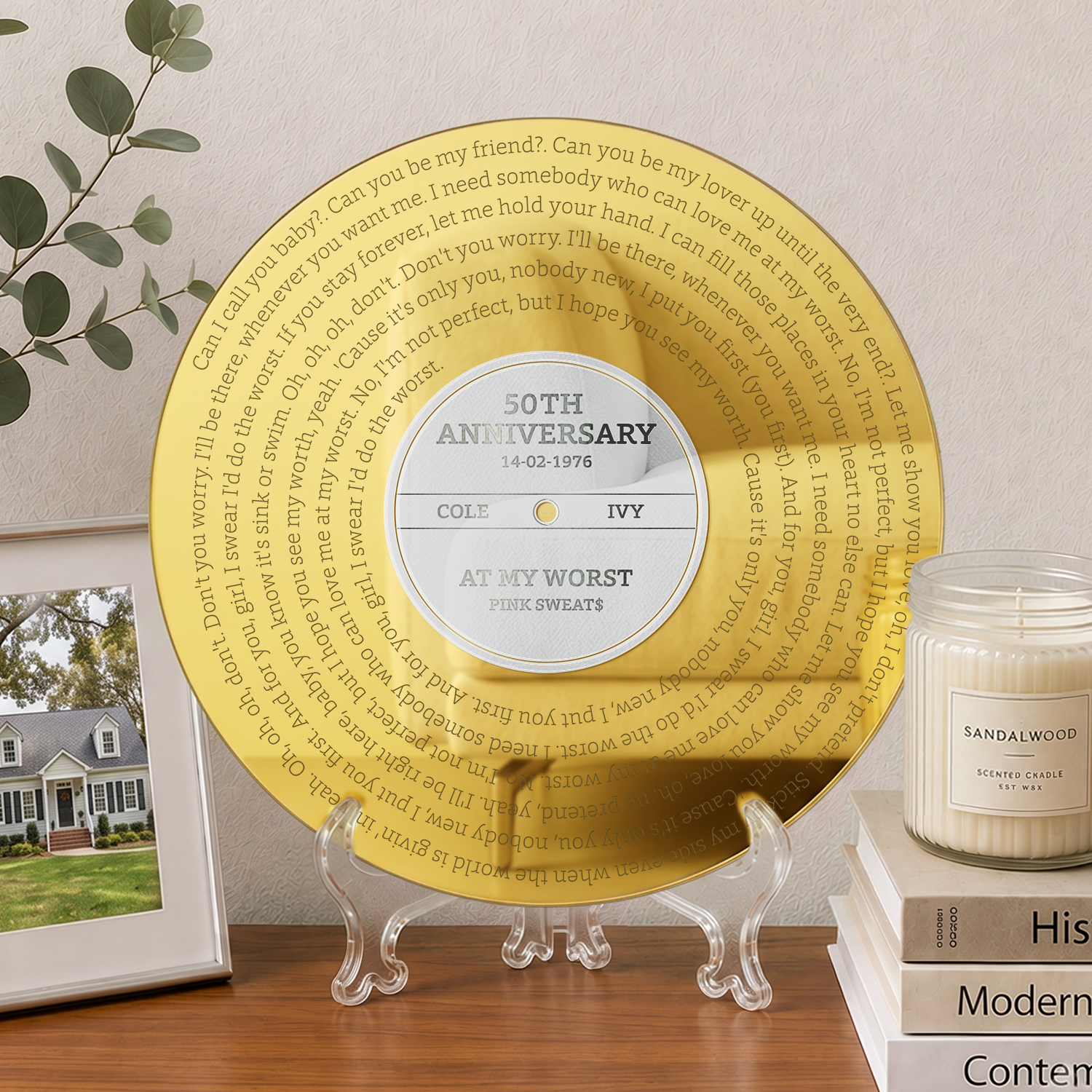 Custom Couple Song Lyrics Acrylic Sign, Personalized Anniversary Gift