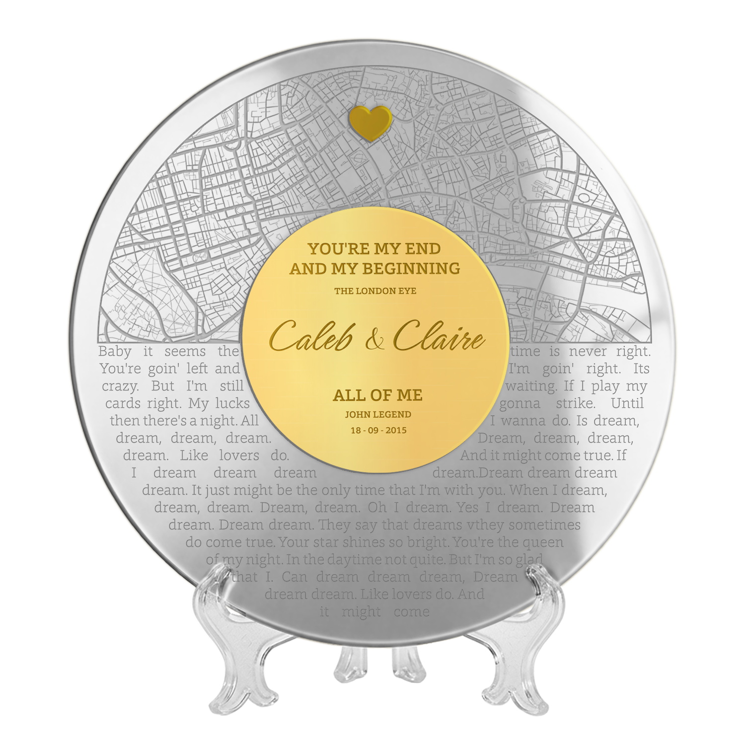 Custom Anniversary Map Prints Acrylic Keepsake with Names & Date