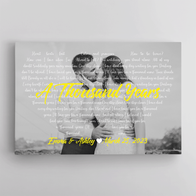 Custom Song Lyrics & Name, Lyrics In Heart Shape Canvas