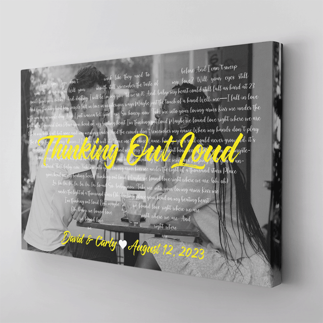 Custom Song Lyrics & Name, Lyrics In Heart Shape Canvas