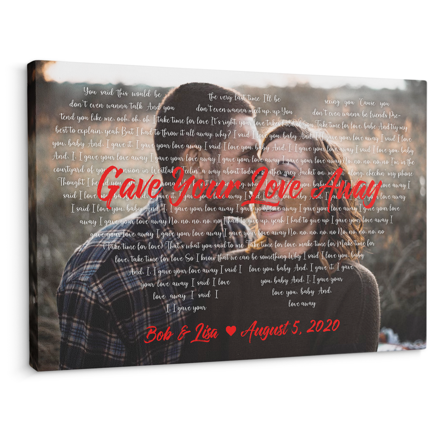 Custom Song Lyrics & Name,  Lyrics In Heart Shape Canvas