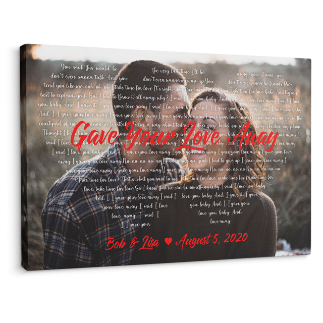 Custom Song Lyrics & Name, Lyrics In Heart Shape Canvas