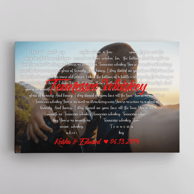 Custom Song Lyrics & Name, Lyrics In Heart Shape Canvas