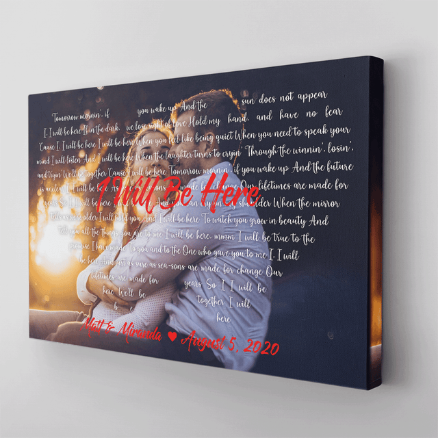 Custom Song Lyrics & Name,  Lyrics In Heart Shape Canvas