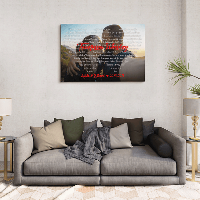 Custom Song Lyrics & Name, Lyrics In Heart Shape Canvas