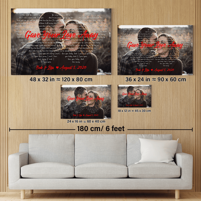 Custom Song Lyrics & Name, Lyrics In Heart Shape Canvas