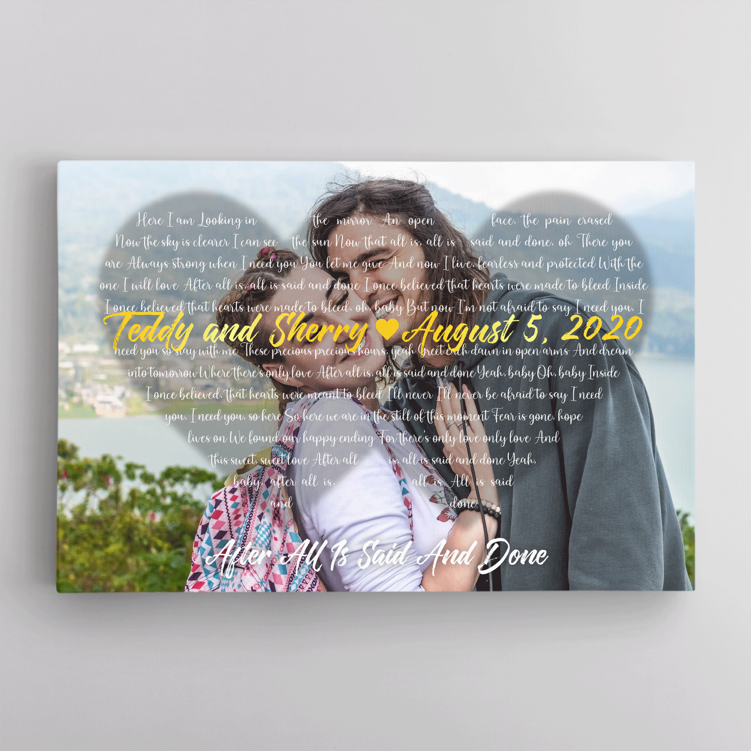 Custom Song Lyrics And Upload Photo, 2 Hearts Art Canvas