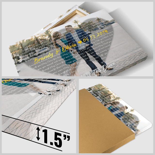 Custom Song Lyrics And Upload Photo, 2 Hearts Art Canvas