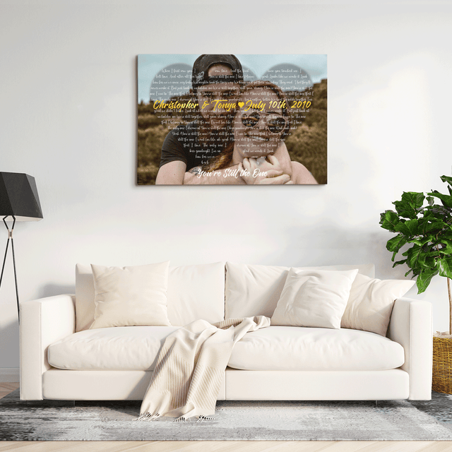 Custom Song Lyrics And Upload Photo, 2 Hearts Art Canvas
