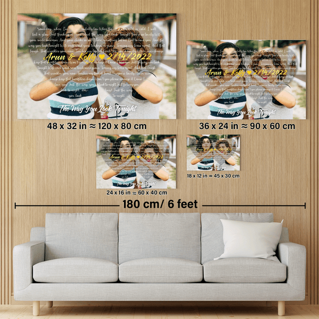 Custom Song Lyrics And Upload Photo, 2 Hearts Art Canvas