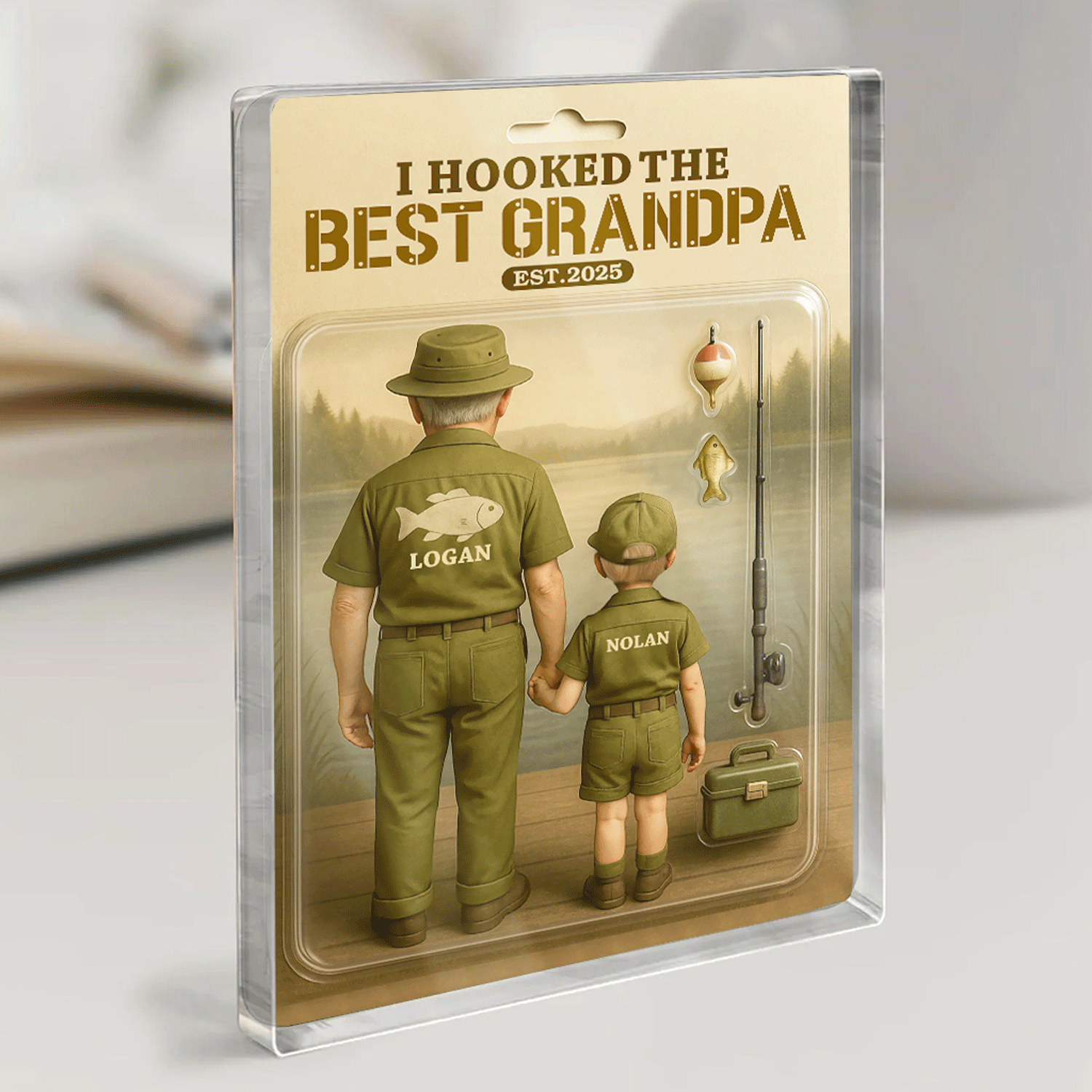 I Hooked The Best Grandpa – Custom Acrylic Plaque with Name & Year