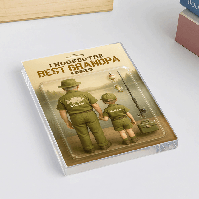 I Hooked The Best Grandpa – Custom Acrylic Plaque with Name & Year