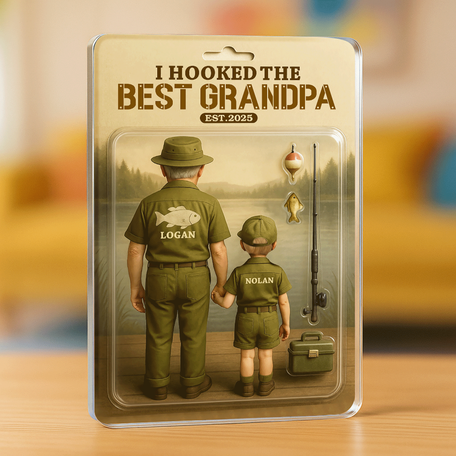 I Hooked The Best Grandpa – Custom Acrylic Plaque with Name & Year