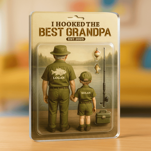 I Hooked The Best Grandpa – Custom Acrylic Plaque with Name & Year