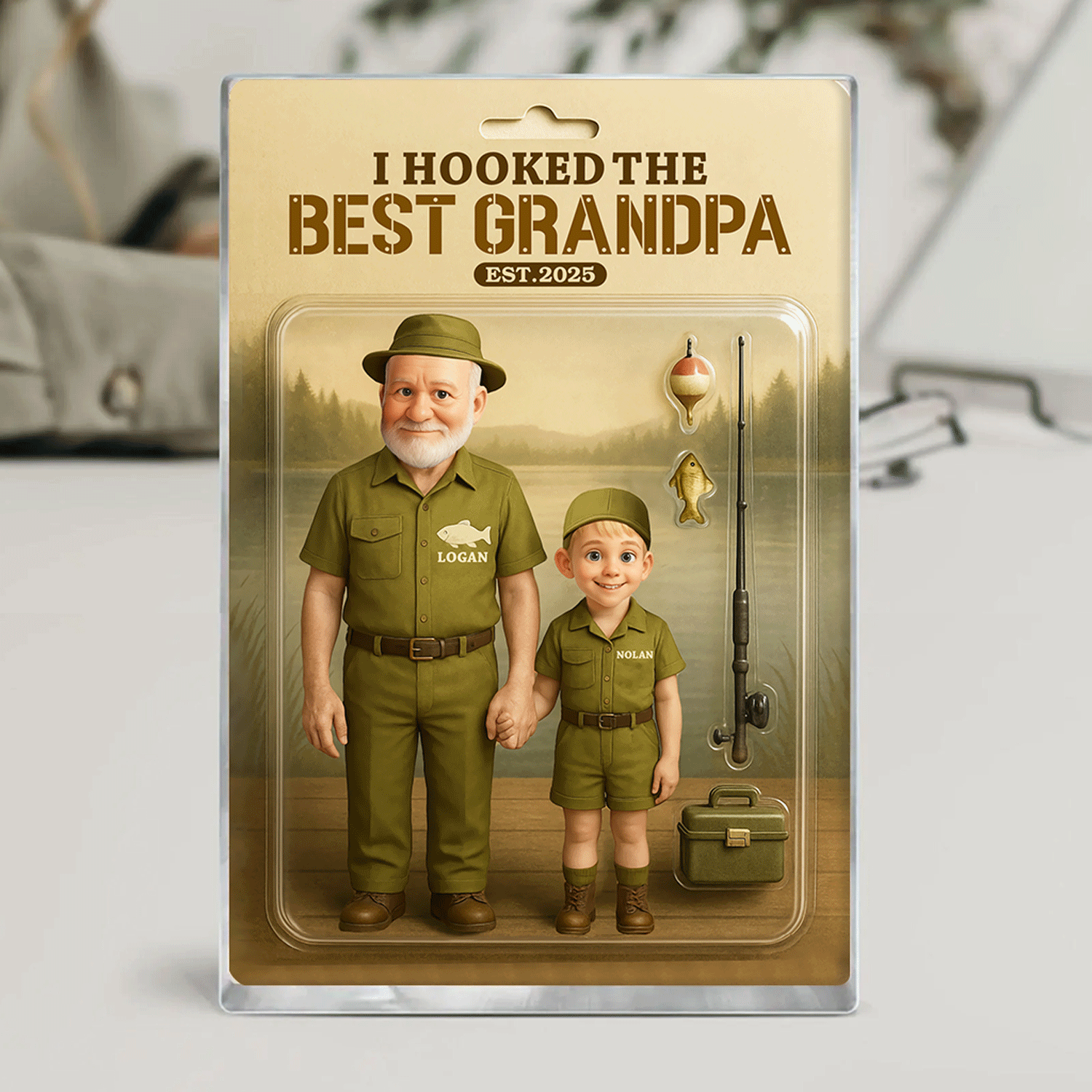 I Hook The Best Grandpa - Personalized Fishing Acrylic Plaque