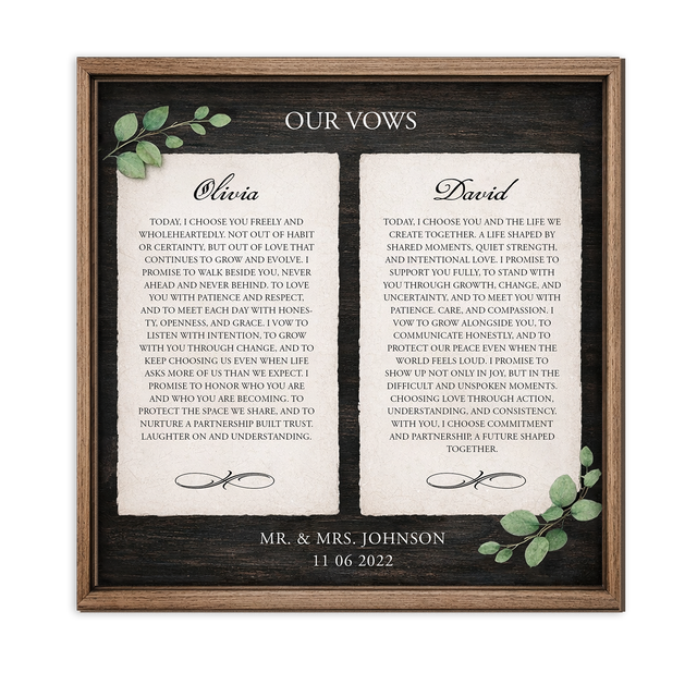 Personalized Wedding Vows 2 Layered Wooden Art KA01