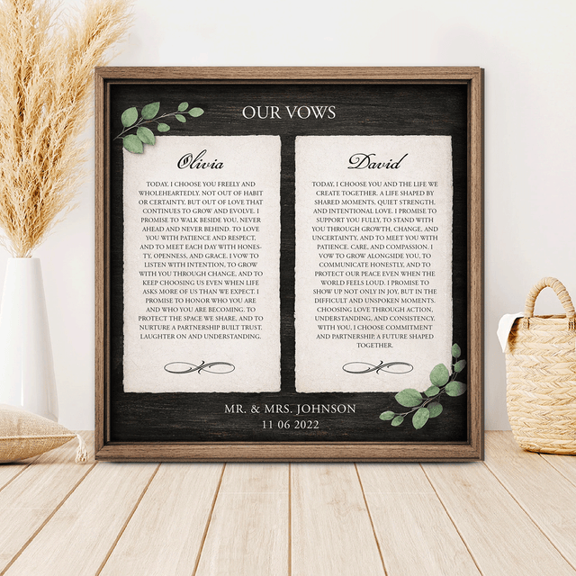 Personalized Wedding Vows 2 Layered Wooden Art KA01
