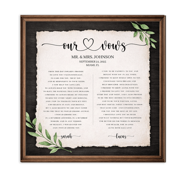 Personalized Wedding Vows 2 Layered Wooden Art KA02