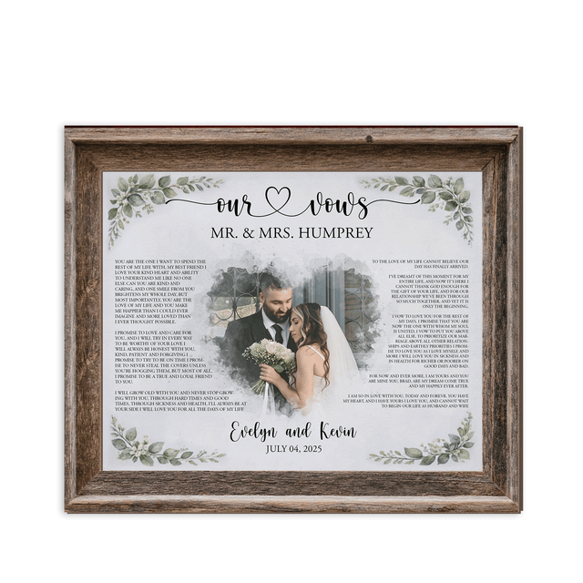 Personalized Wedding Vows 2 Layered Wooden Art KA03