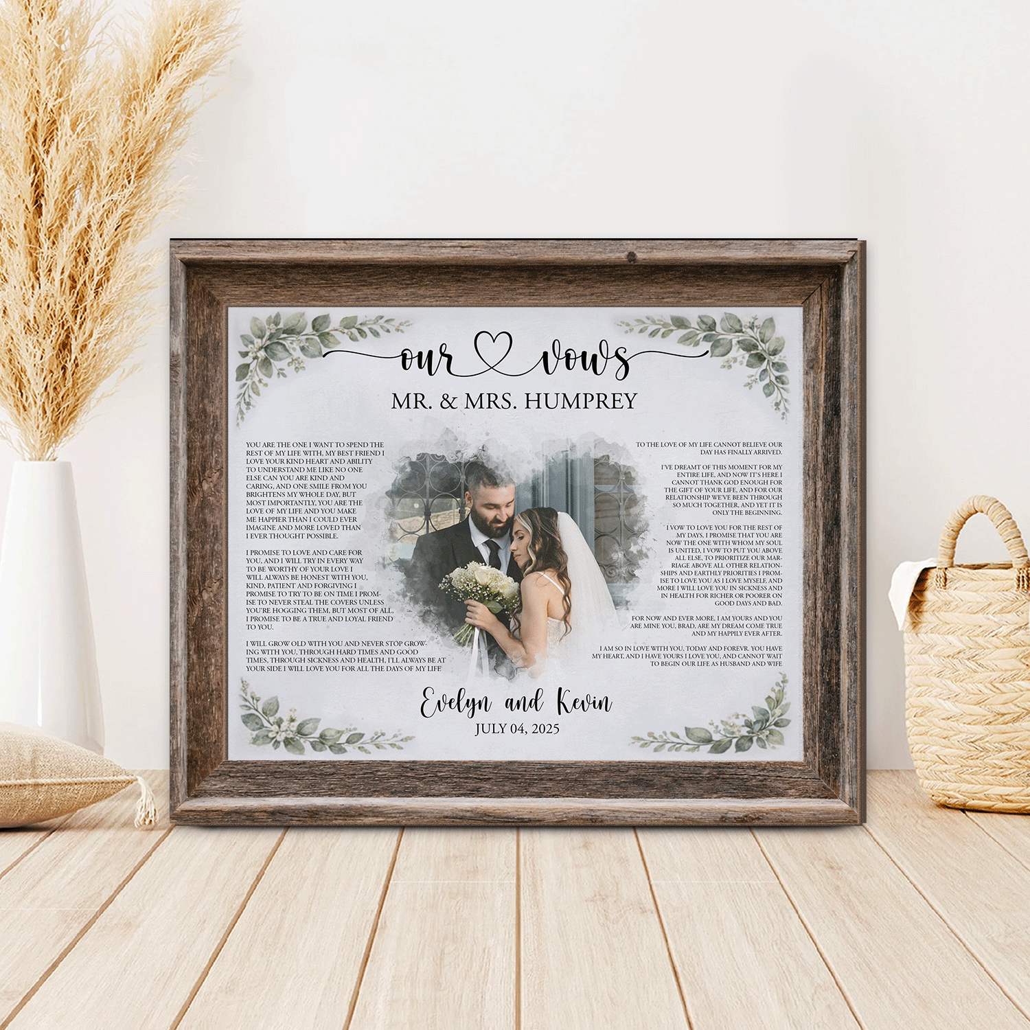 Personalized Wedding Vows 2 Layered Wooden Art KA03