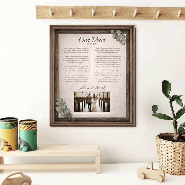 Personalized Wedding Vows 2 Layered Wooden Art KA04