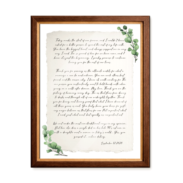 Personalized Wedding Vows 2 Layered Mix Wooden Art 8x12 inch KA01