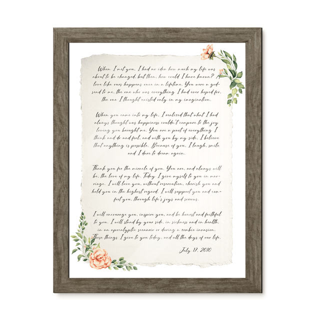 Personalized Wedding Vows 2 Layered Mix Wooden Art 8x12 inch KA02
